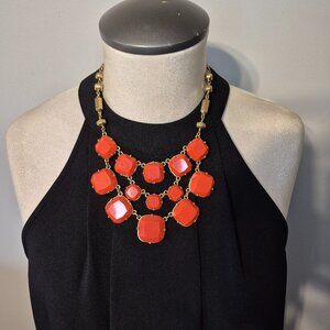 Stella & Dot Orange and Goldtone Statement Necklace